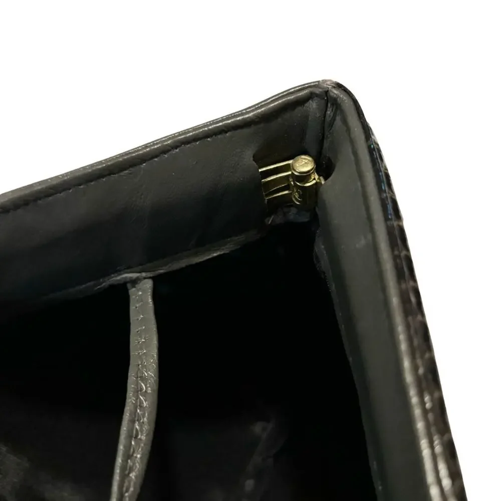 Vintage 1980s Ande Leather Clutch Shoulder Bag Gray